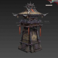 战场瞭望塔 中国风箭塔 3D模型下载