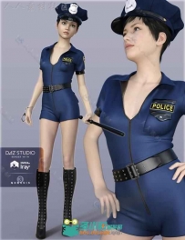 女性性感苗条警察制服服装3D模型合籍