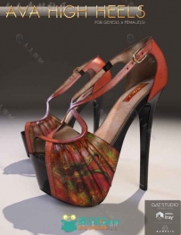 女性漂亮华丽的现代高跟鞋3D模型合籍