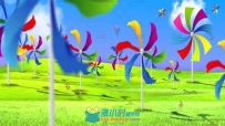 风车七彩热气球想飞就飞舞台背景视频素材