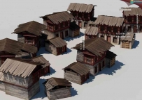 C4D游戏古房子3D模型 木头房3D模型 含贴图 含材质