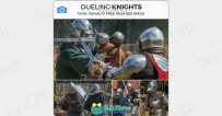 1050组中世纪骑士战斗矛与盾盔甲近战动作姿势高清参考图片