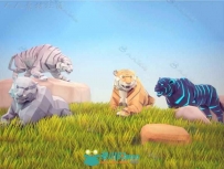 美丽的艺术老虎动物角色3D模型Unity游戏素材资源