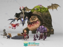 寻宝猎人和怪物卡通角色3D模型Unity游戏素材资源