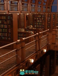 宏伟大气古风蔚然的图书馆场景3D模型合辑