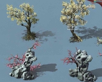 游戏修图树木灌木3D植物PSD素材