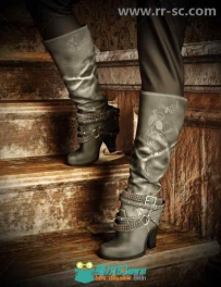 女性时尚帅气的螺柱靴3D模型合辑