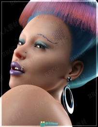 科幻夸张妆容女性眉形3D模型合集