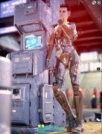 外太空紧身机甲女性服装3D模型合集