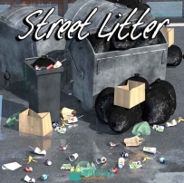 现实城市的街道垃圾和垃圾道具3D模型合辑
