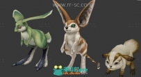 可爱的三只兔子3D模型
