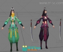 两个蒙面女侠角色3D模型