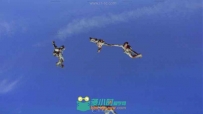 国外极限飞跃空中跳跃跳伞冒险运动实拍视频素材