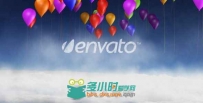 美丽的云端彩色气球飞舞标志显示LOGO演绎AE模板Videohive Cloud And Balloon Lo...