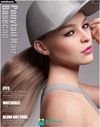 女孩马尾辫适用多种颜色鸭舌帽3D模型