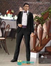 男性帅气时尚的经典无尾礼服3D模型合辑