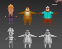 【熊出没】熊大熊二Q版角色3D模型
