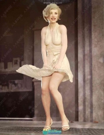 经典梦露式露背礼服服装3D模型合集