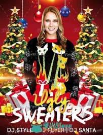 丑陋毛衣圣诞海报PSD模板Ugly_Sweaters_PSD_Flyer_Template