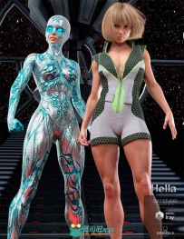 奇特科幻不同眼球女性紧身衣套装3D模型合集