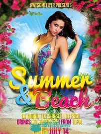 夏日沙滩宣传海报展示PSD模板Summer and Beach Flyer Template