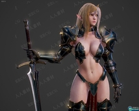 女性精灵剑士剑客人物角色高质量游戏3D模型