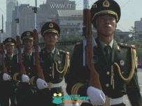 60周年庆典升旗仪仗队撤场实拍视频素材