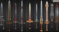 CG游戏手绘武器全套材质参考美术素材