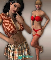 女性美丽简单的性感服装3D模型合辑