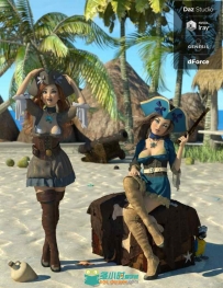 4套洛丽塔女性海盗服饰3D模型