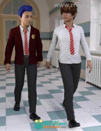 传统帅气的男生校服套装3D模型合辑