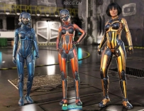 钢铁机械女性战斗科幻服装3D模型合集