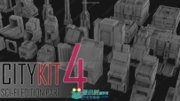 未来科幻城市大楼建筑群场景3D模型合集第四季