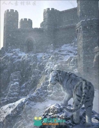 美丽寒冷的冬季城堡情景3D模型合辑