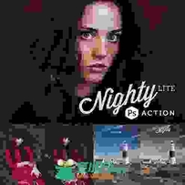 暗色人像照片调色PS动作Nighty Lite Photoshop Actions