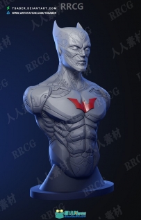 未来蝙蝠侠半身像概念设计雕刻3D模型