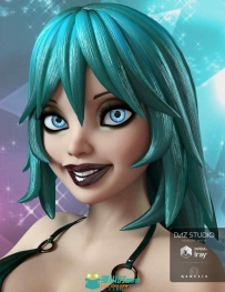 Daz 3D角色的一组卡通头发for genesis 3 female