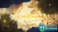 圣诞节主题复古老旧泛黄撕裂效果展示动画AE模板