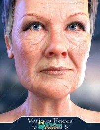 8种高龄女性面部皱纹细节3D模型