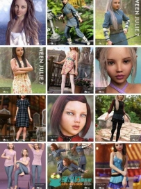 DAZ3D超精细年轻女孩3D模型合辑 DAZ3D TWEEN JULIE 7 PRO BUNDLE