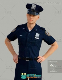 经典的男性警察制服3D模型合辑