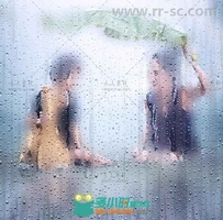 下雨水滴朦胧玻璃艺术特效PS动作