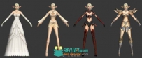 《天堂2》白精灵4个套装3D模型