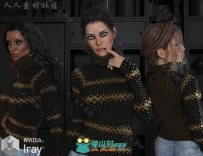 女性时尚美丽的高领毛衣3D模型合辑