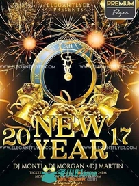 新年活动派对第十二版PSD模板New Year Party Flyer PSD V12 Template + Facebook C...