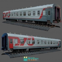红灰火车车厢3D模型
