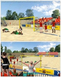 沙滩足球场地建筑景观3D模型