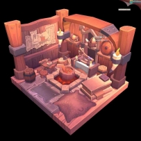 野人部落的房间 手绘Q版风格 欧美游戏3D模型