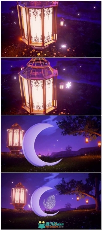 唯美梦幻漂亮的夜景月亮LOGO演绎AE模板videohive Epic Ramadan Logo 15805082