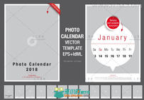 2018年时尚简单的照片日历indesign排版模板